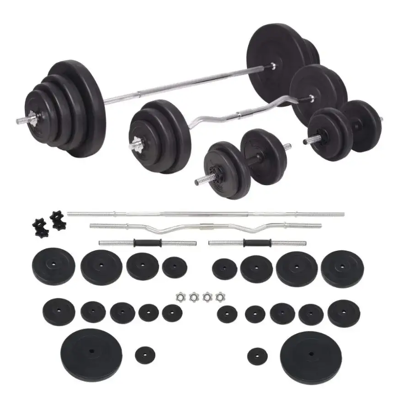 Fitness Tech Juego de Pesas con Barras y Mancuernas 25mm Peso libre Fitness Tech Juego de Pesas con Barras y Mancuernas 25mm Peso libre