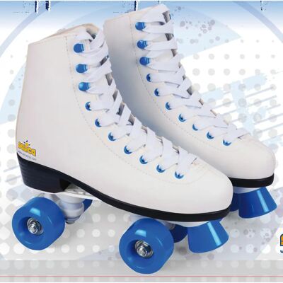 Ninguno Patines de 4 ruedas, Color Blanco y Azul (6981-6982-6983-6980) Varias tallas. Para principiantes. Calidad al mejor precio. De acuerdo a la normativa CE. +5 años Ninguno Patines de 4 ruedas, Color Blanco y Azul (6981-6982-6983-6980) Varias tallas. Para principiantes. Calidad al mejor precio. De acuerdo a la normativa CE. +5 años