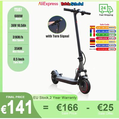 Patinete eléctrico ATSANT TS07 600W 36V 10.5ah 31 KM/H 35KM neumáticos de largo alcance de 8,5 pulgadas con señal de giro de absorción de impacto Escooter Patinete eléctrico ATSANT TS07 600W 36V 10.5ah 31 KM/H 35KM neumáticos de largo alcance de 8,5 pulgadas con señal de giro de absorción de impacto Escooter