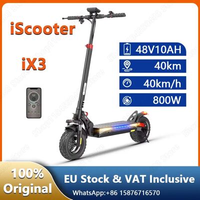 Ninguno IScooter-patinete eléctrico iX3 para adultos, Scooter con Motor de 800W, batería de 48V y 10Ah, con aplicación inteligente, neumático todoterreno sin cámara de 10 pulgadas Ninguno IScooter-patinete eléctrico iX3 para adultos, Scooter con Motor de 800W, batería de 48V y 10Ah, con aplicación inteligente, neumático todoterreno sin cámara de 10 pulgadas