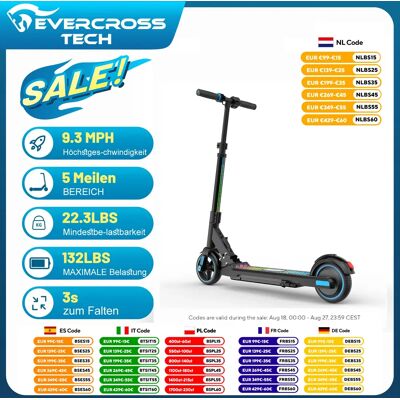 EVERCROSS TECH EV06C Patinete Eléctrico para Niños, Plegable 6,5'', Velocidad Máxima 15 KM/H, Pantalla LED, Luces LED Coloridas, Patinete Ligero para Niños de 6 a 12 Años EVERCROSS TECH EV06C Patinete Eléctrico para Niños, Plegable 6,5'', Velocidad Máxima 15 KM/H, Pantalla LED, Luces LED Coloridas, Patinete Ligero para Niños de 6 a 12 Años