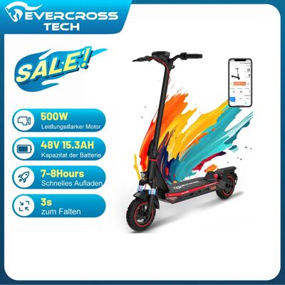 EVERCROSS TECH A1 500W Patinete Eléctrico para Adultos, 10'' Plegable Patinete Eléctrico Adultos App Control, 48V 14Ah Autonomía 50km, 3 Modos de Velocidad Patinete Eléctrico EVERCROSS TECH A1 500W Patinete Eléctrico para Adultos, 10'' Plegable Patinete Eléctrico Adultos App Control, 48V 14Ah Autonomía 50km, 3 Modos de Velocidad Patinete Eléctrico