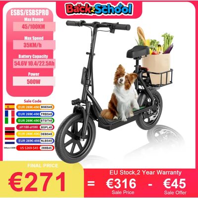 JUICEASE-patinete eléctrico ESBS/ESBSPRO, 500W, 54,6 V, 10,4 AH/22,5 Ah, batería de gran capacidad, 45/100KM, largo alcance, 35 km/h, 14 pulgadas JUICEASE-patinete eléctrico ESBS/ESBSPRO, 500W, 54,6 V, 10,4 AH/22,5 Ah, batería de gran capacidad, 45/100KM, largo alcance, 35 km/h, 14 pulgadas