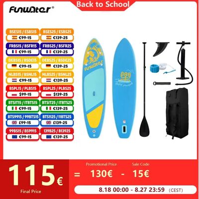 FunWater-tabla de remo inflable, tabla de Paddle antideslizante para deportes acuáticos, tabla de Surf, tabla de Surf Sup FunWater-tabla de remo inflable, tabla de Paddle antideslizante para deportes acuáticos, tabla de Surf, tabla de Surf Sup