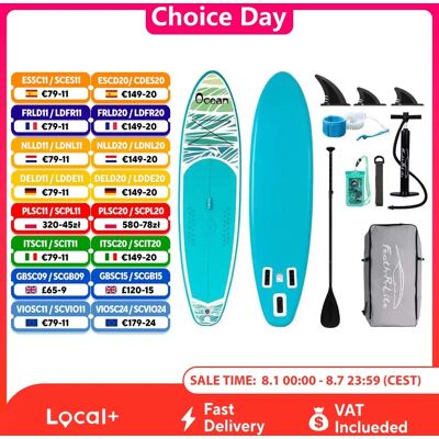Tabla de paddle surf FunWater, tamaño grande, 335 × 85 × 15 cm, tabla de paddle surf inflable, tabla de surf, tabla de SUP, tabla de paddle surf antideslizante Tabla de paddle surf FunWater, tamaño grande, 335 × 85 × 15 cm, tabla de paddle surf inflable, tabla de surf, tabla de SUP, tabla de paddle surf antideslizante