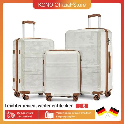 Kono Juego de equipaje de cabina ABS de 3 piezas, ligero, cerradura TSA, equipaje de mano para viajes, robusto y práctico Kono Juego de equipaje de cabina ABS de 3 piezas, ligero, cerradura TSA, equipaje de mano para viajes, robusto y práctico
