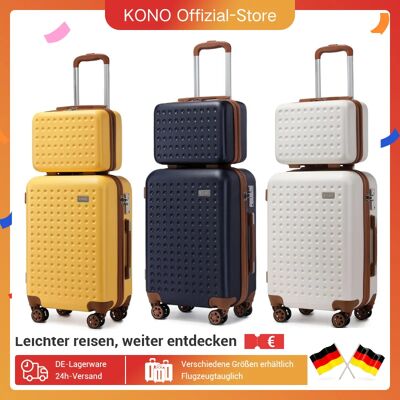 Juego de estuche rígido KONO 100% ABS con estuche para cosméticos, carrito con cerradura TSA y estuche de belleza ligero para viajes Juego de estuche rígido KONO 100% ABS con estuche para cosméticos, carrito con cerradura TSA y estuche de belleza ligero para viajes