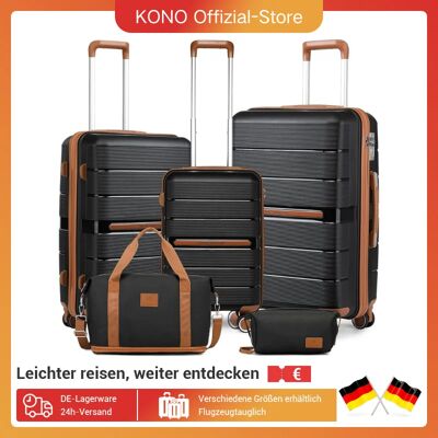 British Traveller Maleta ligera rígida de polipropileno con cerradura TSA, juego de equipaje de viajero británico con bolsa de viaje, color negro, 5 piezas British Traveller Maleta ligera rígida de polipropileno con cerradura TSA, juego de equipaje de viajero británico con bolsa de viaje, color negro, 5 piezas