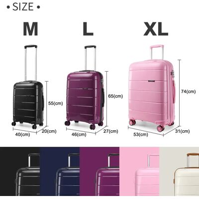 KONO-estuche rígido ligero, 4 rollos, cierre TSA y cremalleras YKK, Material PP (M/L/XL) KONO-estuche rígido ligero, 4 rollos, cierre TSA y cremalleras YKK, Material PP (M/L/XL)