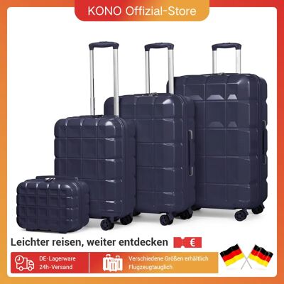 KONO-Juego de cajas de 4 piezas, Juego de 4 rollos de bloqueo TSA, Material ABS, carro en estuche de belleza naranja KONO-Juego de cajas de 4 piezas, Juego de 4 rollos de bloqueo TSA, Material ABS, carro en estuche de belleza naranja