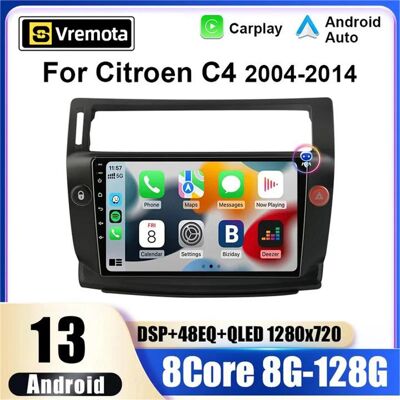Vremota Android 13 Radio de coche para Citroen C4 c-triomphe Quatre 2004- 2014 Android Auto reproductor Multimedia vídeo 4G Carplay navegación GPS Vremota Android 13 Radio de coche para Citroen C4 c-triomphe Quatre 2004- 2014 Android Auto reproductor Multimedia vídeo 4G Carplay navegación GPS