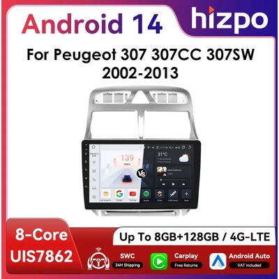 Hizpo-Radio Multimedia con GPS para coche, reproductor con Android, CarPlay, 2DIN, 9 pulgadas, RDS, DSP, 4G, BT, para Peugeot 307, 307CC, 307SW, 2002 - 2013 Hizpo-Radio Multimedia con GPS para coche, reproductor con Android, CarPlay, 2DIN, 9 pulgadas, RDS, DSP, 4G, BT, para Peugeot 307, 307CC, 307SW, 2002 - 2013