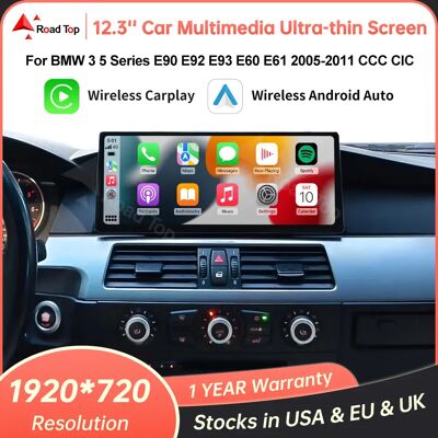 wincago Pantalla Multimedia ultrafina de 12,3 pulgadas para BMW Serie 3 E90 E91 E92 E93 5 Series E60 E61 CarPlay inalámbrico Android Auto wincago Pantalla Multimedia ultrafina de 12,3 pulgadas para BMW Serie 3 E90 E91 E92 E93 5 Series E60 E61 CarPlay inalámbrico Android Auto
