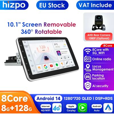 HIZPO 8 + 128G 10,1 ''360 giratorio 1 Din AutoRadio GPS para reproductor Multimedia de coche Universal estéreo 1DIN vídeo Autoradio Carplay HeadUnit HIZPO 8 + 128G 10,1 ''360 giratorio 1 Din AutoRadio GPS para reproductor Multimedia de coche Universal estéreo 1DIN vídeo Autoradio Carplay HeadUnit