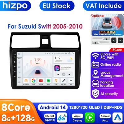 HIZPO Carplay 4G 2 Din Android 14 reproductor Multimedia de coche para Suzuki Swift 2005-2010 navegación GPS AutoRadio estéreo DSP BT SWC DVR Cam HIZPO Carplay 4G 2 Din Android 14 reproductor Multimedia de coche para Suzuki Swift 2005-2010 navegación GPS AutoRadio estéreo DSP BT SWC DVR Cam