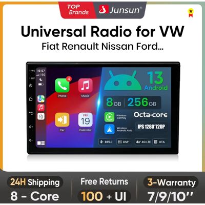 Junsun-reproductor Multimedia con pantalla táctil IPS y Bluetooth para coche, autorradio estéreo Universal de 7, 9 y 10 pulgadas con CarPlay inalámbrico, 4G, DSP, para Apple, Android Junsun-reproductor Multimedia con pantalla táctil IPS y Bluetooth para coche, autorradio estéreo Universal de 7, 9 y 10 pulgadas con CarPlay inalámbrico, 4G, DSP, para Apple, Android