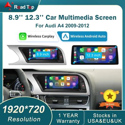 Road Top RoadTop 12,3 pulgadas inalámbrico CarPlay Multimedia pantalla ultrafina Android Auto para Audi A4 2009-2012 función Airplay Autolink Road Top RoadTop 12,3 pulgadas inalámbrico CarPlay Multimedia pantalla ultrafina Android Auto para Audi A4 2009-2012 función Airplay Autolink
