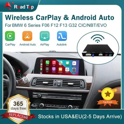 Road Top CarPlay inalámbrico para BMW Serie 6, F06, F12, F13, G32, 2010-2020, CIC,NBT,EVO, con Android Auto Mirror Link, AirPlay Road Top CarPlay inalámbrico para BMW Serie 6, F06, F12, F13, G32, 2010-2020, CIC,NBT,EVO, con Android Auto Mirror Link, AirPlay