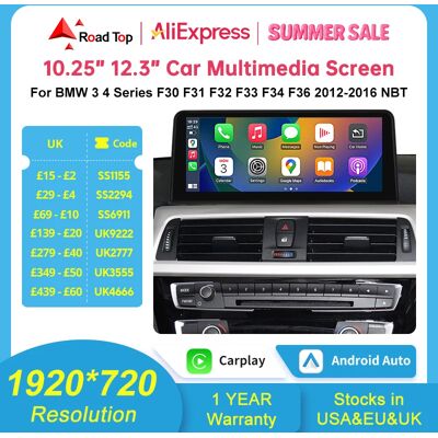 wincago Pantalla Multimedia inalámbrica Carplay Android Auto de 10,25 pulgadas, 1920x720, para BMW 3 4 Series F30 F31 F32 F33 F34 F36 NBT pantalla táctil wincago Pantalla Multimedia inalámbrica Carplay Android Auto de 10,25 pulgadas, 1920x720, para BMW 3 4 Series F30 F31 F32 F33 F34 F36 NBT pantalla táctil