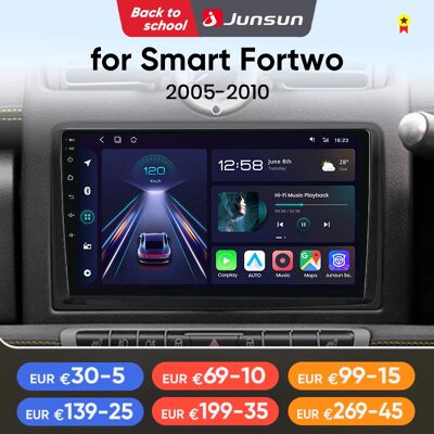 Junsun Android14 Radio de coche para Merced Benz Smart Fortwo 451 2005-2010 estéreo para Apple inalámbrico CarPlay Multimedia GPS FM RDS 4G Junsun Android14 Radio de coche para Merced Benz Smart Fortwo 451 2005-2010 estéreo para Apple inalámbrico CarPlay Multimedia GPS FM RDS 4G