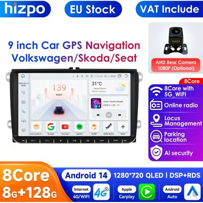 HIZPO Carplay 4G 9 pulgadas 2Din Android 14 reproductor Multimedia de coche para Volkswagen Skoda Octavia Golf 5 6 Touran Passat Polo Jetta Autoradio HIZPO Carplay 4G 9 pulgadas 2Din Android 14 reproductor Multimedia de coche para Volkswagen Skoda Octavia Golf 5 6 Touran Passat Polo Jetta Autoradio