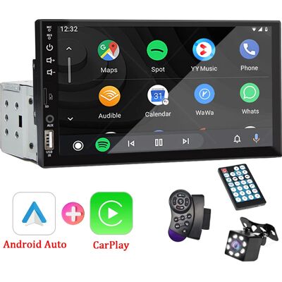 hippcron Radio de coche de 7 pulgadas, 1 Din, Carplay, Android, reproductor Multimedia para coche, pantalla táctil HD, entrada FM AUX, Bluetooth MirrorLink, Autoradio Universal hippcron Radio de coche de 7 pulgadas, 1 Din, Carplay, Android, reproductor Multimedia para coche, pantalla táctil HD, entrada FM AUX, Bluetooth MirrorLink, Autoradio Universal