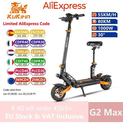 Scooter Eléctrico Kukirin G2 MAX - Neumáticos 10'' Todo Terreno Scooter Eléctrico Kukirin G2 MAX - Neumáticos 10'' Todo Terreno