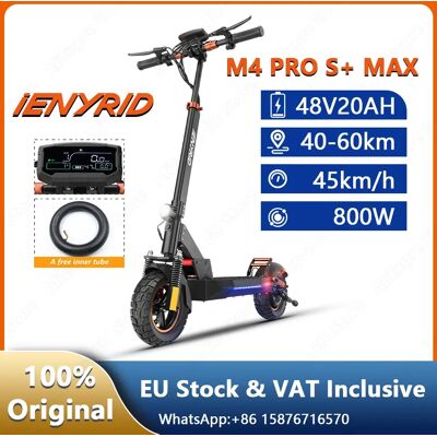 Ninguno IENYRID-patinete eléctrico M4 PRO S + MAX, Motor de 800W, velocidad máxima de 45 km/h, batería de 48V y 20Ah, neumático todoterreno de 10 pulgadas Ninguno IENYRID-patinete eléctrico M4 PRO S + MAX, Motor de 800W, velocidad máxima de 45 km/h, batería de 48V y 20Ah, neumático todoterreno de 10 pulgadas