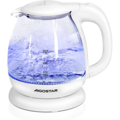 Hervidor eléctrico Aigostar Elvin - 1L, iluminación LED, protección contra ebullición en seco Hervidor eléctrico Aigostar Elvin - 1L, iluminación LED, protección contra ebullición en seco