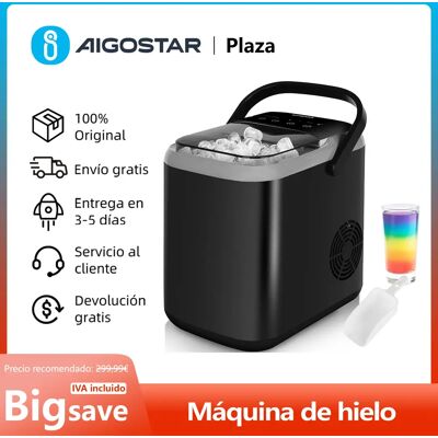 AIGOSTAR Máquina de Cubitos de Hielo, 14kg/24H, Cubitos de Hielo en 6 Minutos , 2 Tamaños de Hielo , Autolimpiable, Cuchara y Cesta, 1,5L AIGOSTAR Máquina de Cubitos de Hielo, 14kg/24H, Cubitos de Hielo en 6 Minutos , 2 Tamaños de Hielo , Autolimpiable, Cuchara y Cesta, 1,5L