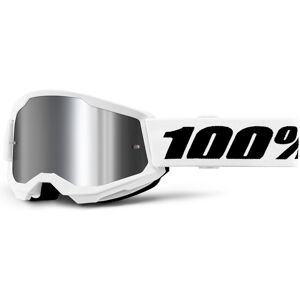 Gafas de motocross para niños 100% STRATA 2 blancas con plexiglás plateado Gafas de motocross para niños 100% STRATA 2 blancas con plexiglás plateado