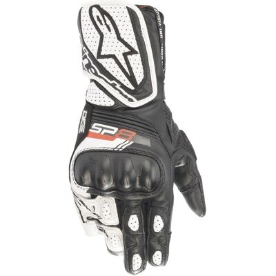 Guantes de moto Alpinestars SP-8 para mujer en blanco y negro Talla: XL Guantes de moto Alpinestars SP-8 para mujer en blanco y negro Talla: XL