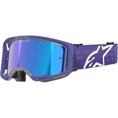 Gafas de motocross Alpinestars Vision 8 Corp moradas con lente azul espejada Gafas de motocross Alpinestars Vision 8 Corp moradas con lente azul espejada