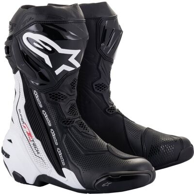 Botas de moto Alpinestars Supertech R Vented Negras y Blancas Talla: 43 Botas de moto Alpinestars Supertech R Vented Negras y Blancas Talla: 43