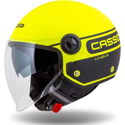 Casco de moto abierto Cassida Handy Plus Linear amarillo fluo-negro Talla: XL Casco de moto abierto Cassida Handy Plus Linear amarillo fluo-negro Talla: XL