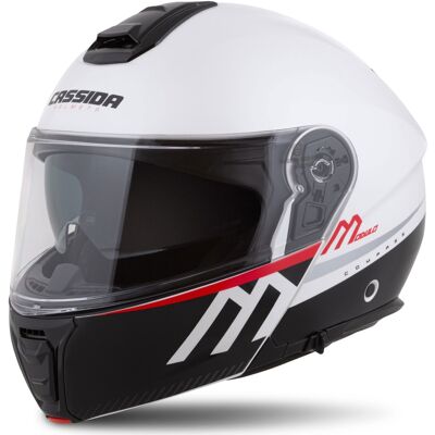 Casco de moto Cassida Modulo 2.1 Compass flip-up blanco perla-negro-rojo-plata Talla: M Casco de moto Cassida Modulo 2.1 Compass flip-up blanco perla-negro-rojo-plata Talla: M