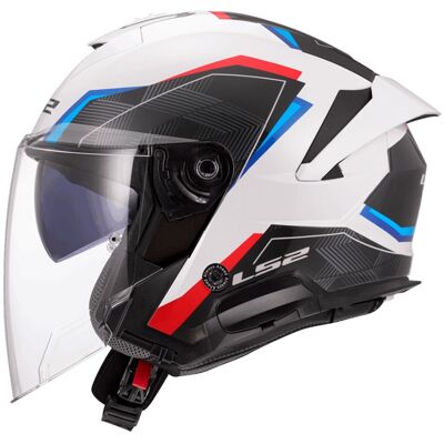 Casco de moto jet LS2 OF618 Verso II Air blanco-azul-rojo Talla: S Casco de moto jet LS2 OF618 Verso II Air blanco-azul-rojo Talla: S