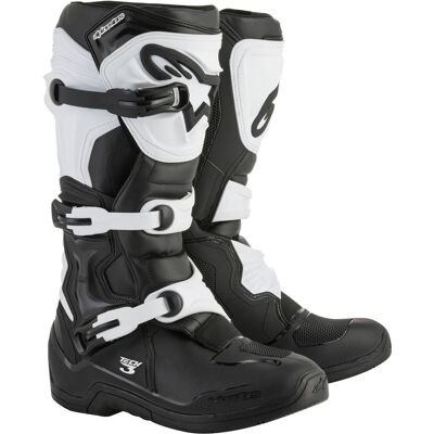 Botas de moto Alpinestars Tech 3 blancas y negras Talla: 48 Botas de moto Alpinestars Tech 3 blancas y negras Talla: 48
