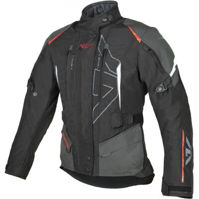 Chaqueta de moto para mujer Ayrton Teressa II negra-gris-rojo flúor Talla: 2XS Chaqueta de moto para mujer Ayrton Teressa II negra-gris-rojo flúor Talla: 2XS