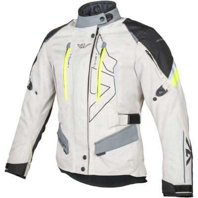 Chaqueta de moto para mujer Ayrton Teressa II color crema-amarillo fluorescente-gris-negro Talla: 2XS Chaqueta de moto para mujer Ayrton Teressa II color crema-amarillo fluorescente-gris-negro Talla: 2XS