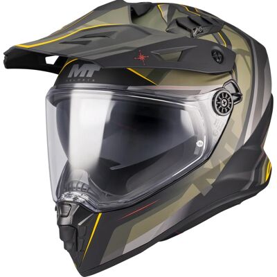 MT Helmets Casco de moto enduro MT Track SV Questor B6 negro mate-verde-marrón-amarillo fluo Talla: S MT Helmets Casco de moto enduro MT Track SV Questor B6 negro mate-verde-marrón-amarillo fluo Talla: S