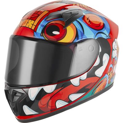 Casco integral de moto infantil NOX N731 Scrappy rojo-multicolor Talla: M Casco integral de moto infantil NOX N731 Scrappy rojo-multicolor Talla: M