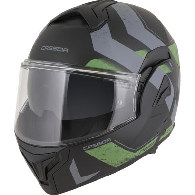 Casco de moto modular Cassida MultiFlip Korp en negro mate, verde y gris Talla: 2XL Casco de moto modular Cassida MultiFlip Korp en negro mate, verde y gris Talla: 2XL