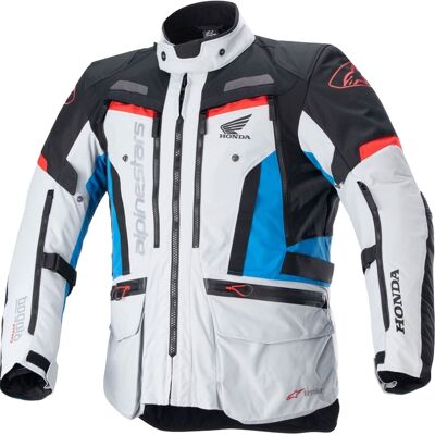 Chaqueta de moto Alpinestars Bogota PRO Drystar Honda gris claro-rojo fluorescente-azul-negro Talla: 2XL Chaqueta de moto Alpinestars Bogota PRO Drystar Honda gris claro-rojo fluorescente-azul-negro Talla: 2XL