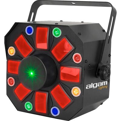 Algam Lighting PHEBUS 2 Projetor laser LED 3 em 1 combinado - derby, strobe e laser Algam Lighting PHEBUS 2 Projetor laser LED 3 em 1 combinado - derby, strobe e laser