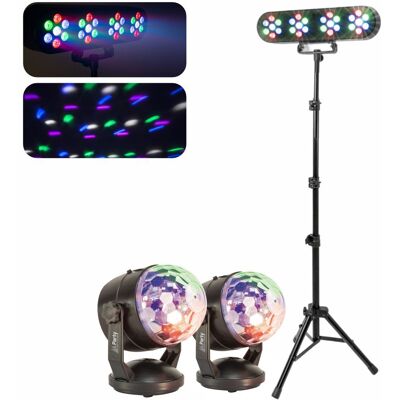 Party Light & Sound 2x Bola de Luz LED RGB e Suporte c/ 4 Projetores PAR Party Light & Sound 2x Bola de Luz LED RGB e Suporte c/ 4 Projetores PAR