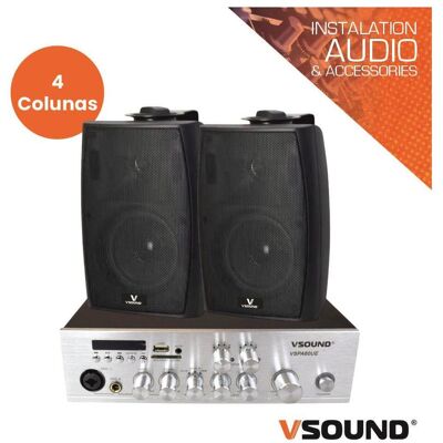 VSOUND Sistema de Sonorização 120W 12/220V 100V 80m2 VSOUND Sistema de Sonorização 120W 12/220V 100V 80m2