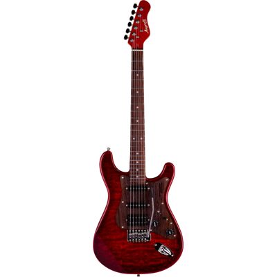 Magneto Guitars Magneto U-One Sonnet Modern See Thru Red Quilt with Gig Bag Magneto Guitars Magneto U-One Sonnet Modern See Thru Red Quilt with Gig Bag
