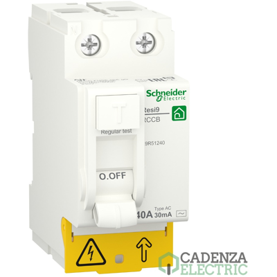Interruptor Diferencial; Resi9; 2P; 40 A; 30 mA; AC ref. R9R51240 Schneider Electric Interruptor Diferencial; Resi9; 2P; 40 A; 30 mA; AC ref. R9R51240 Schneider Electric