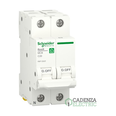 Interruptor Magnetotérmico; Resi9; 1P+N; 20 A; 6000 A; 230 V ref. R9F12620 Schneider Electric Interruptor Magnetotérmico; Resi9; 1P+N; 20 A; 6000 A; 230 V ref. R9F12620 Schneider Electric